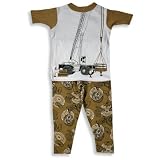 B.T. Kids - Toddler Boys Short Sleeved Cotton Pajama Set, White Tan