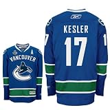 KESLER #17 Vancouver Canucks Reebok Premier Home NHL Hockey Jersey w/ 2011 Stanley Cup Patch (NHLPA Certified Custom Sewn Authentic Twill)