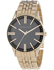 Anne Klein Womens AK/1294BKGB Black Dial Wall-To-Wall Crystal Gold-Tone Bracelet Watch