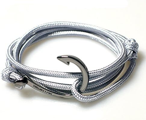 VIRGINSTONE Gun Gray Round Hook On Colorful Nylon Ropes Maritime Nautical Style (Ti)