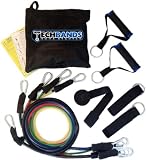 TECHBANDS HOME STARTER | PREMIUM QUALITY 11 PIECE RESISTANCE BANDS SET | INCL. INSTRUCTION LEAFLET | YOGA PILATES ABS | HOME GYM ULTIMATE FITNESS EXERCISE CORDS TUBES | 1 YEAR WARRANTY