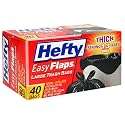 Hefty EZ Flaps Large, 30 Gallon Trash Bags, Case Pack, Six - 40 Count Boxes (240 Bags)