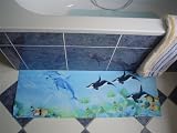 Pretty print absorbing bathroom mat long 120x 40 cms