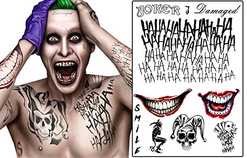 The Joker Temporary Tattoos Suicide Squad Costume Halloween Fancy Dress Batman(1PC)