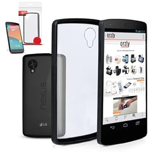Orzly® - LG NEXUS 5 - Fusion Gel Hard Case ( COPERTINA / CUSTODIA ) NERO Phone Cover Skin per Google NEXUS 5 SmartPhone ( 2013 LG MODEL ) Incluso BONUS: 2x ORZLY Pellicole ( protezioni dello schermo )