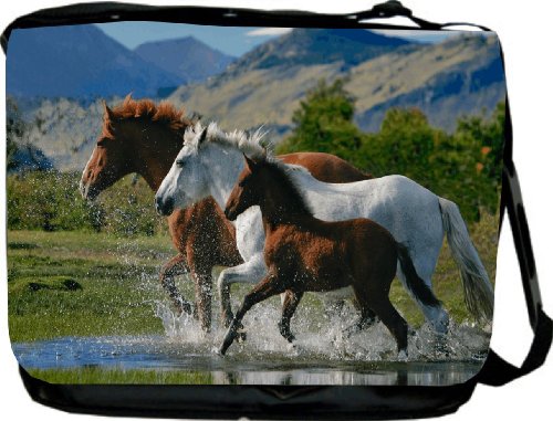 Horse Family Design Messenger Bag - Laptop Bag ***with matching coin purse wallet*** -School Bag - Reporter Bag - Unisex - Ideal Gift for all occassions!