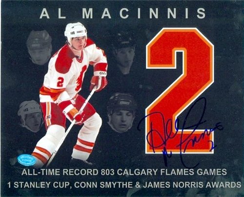 Al MacInnis Autographed/Hand Signed 8x10 Photo (Calgary Flames - Special Edition jersey number pictu