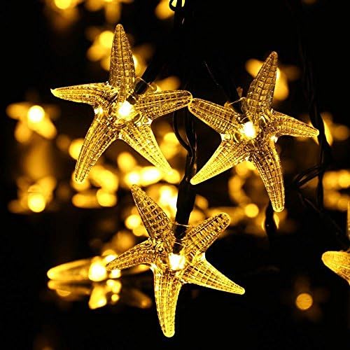 Wish you have a nice day Starfish Decoration String Lights,40 leds Christmas and Halloween String Lights Battery Operated for holiday,Party,Wedding (Warm White, Battery)