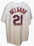 Carlos Delgado Autographed New York Mets Majestic White Pinstripe Jersey
