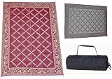 Reversible RV Patio Outdoor Mat Camping Rug with Carry Bag Burgundy & Beige 6' X 9' Garden Mat 116095