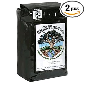Cafe Humana Conservation Blend Medium Roast Whole Bean Coffee,12-Ounce Bags (Pack of 2)