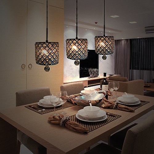 Crystal Drop Pendant Light with 3 Lights in Cylinder Style