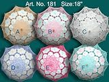 Embroidery & Battenburg Parasol with Pastel Flowers, Asst. Colors, Full Size