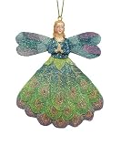 4 Glitter Praying Regal Peacock Angel Christmas Ornament