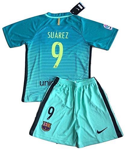 Luis Suarez #9 FC Barcelona 2016-2017 Champions League 3rd Jersey with Shorts for Kids