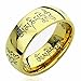 8MM Titanium Comfort Fit Wedding Band Ring Tibetan Mantra Om Mani Padme Hum Yellow Tone Ring (5 to 13)