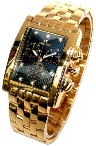 Oskar Emil Rodez - Reloj de Lujo Cronógrafo para Hombre, Oro Con 7 Diamantes, Esfera Negro