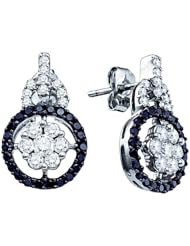 1.09ctw Black Diamond Fashion Earrings 14K White Gold