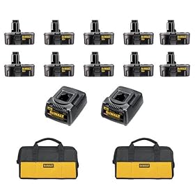 DeWalt DW9099-10-2C-2DWBagS (10) 18V 1.7 Ah XR Batteries w (2) DW9116 7.2V - 18V 45-Minute Battery... by DeWalt
