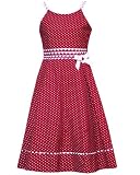 Rare Editions Girls 7-16 RED WHITE RIC-RAC DAISY FLOWER STRAP POLKA DOT Spring Summer Party Dress