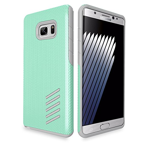 Samsung Galaxy Note 7 Case, BENTOBEN [Bamboo Series] Hybrid Dual Layer Rugged Polycarbonate Hard Back Cover Silicone Soft Bumper for Galaxy Note 7, Mint Green+Gray