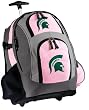Michigan State University Rolling Backpack Deluxe Pink MSU Spartans Logo - Backpacks Bags with Wheels or School Trolley Carry-On Bags - Unique Wheeled Gifts for Girls Ladies- CUTE!