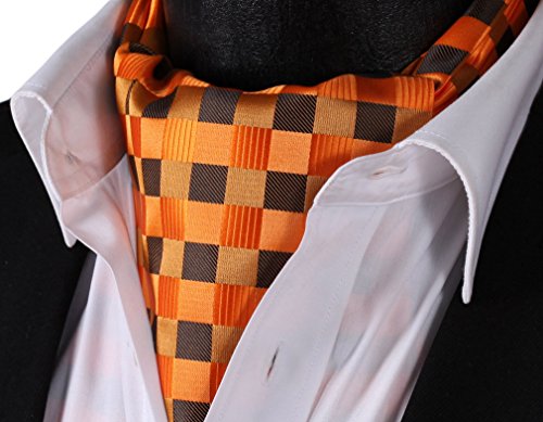 SetSense Men's Plaid Jacquard Woven Self Cravat Tie Ascot