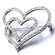 Pugster Double Love Hearts Brooches And Pins White Crystal