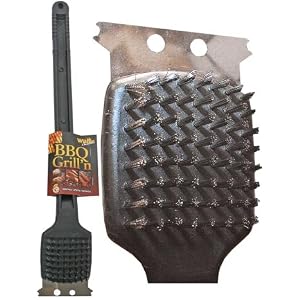 BBQ Grill Scraper and Brush with Stainless Steel Bristles, 18-inch by 