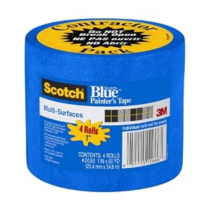 3M 2090 Scotch-Blue Painter's Tape for Multi-Surfaces 1-Inch x 60-Yard, 4-Roll by 3M
