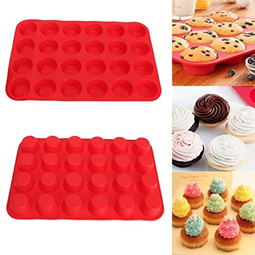 Silicone Mini Muffin Pans, Cupcakes Pan Shape, Non-Stick 24 cup