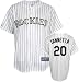 Aaron Cook Youth Jersey: 2009 Majestic Home Pinstripe Replica #28 Colorado Rockies Jersey - Small (8)