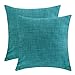 The White Petals Teal Throw Pillow Covers for Sofa, Couch & Bed (18x18 inch, Pack of 2)