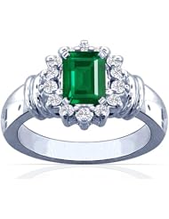 18K White Gold Emerald Cut Emerald Ring With Sidestones (GIA Certificate)