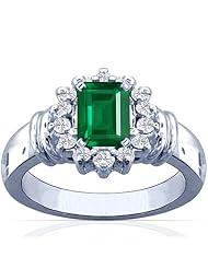 Platinum Emerald Cut Emerald Ring With Sidestones (GIA Certificate)