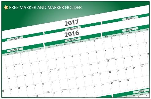 PlanetSafe® 2016/2017 2-Year Dry-Erase Calendar 38 X 24