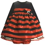 Bonnie Baby-girls Infant Stretch Velvet Bodice To Striped Taffeta Skirt