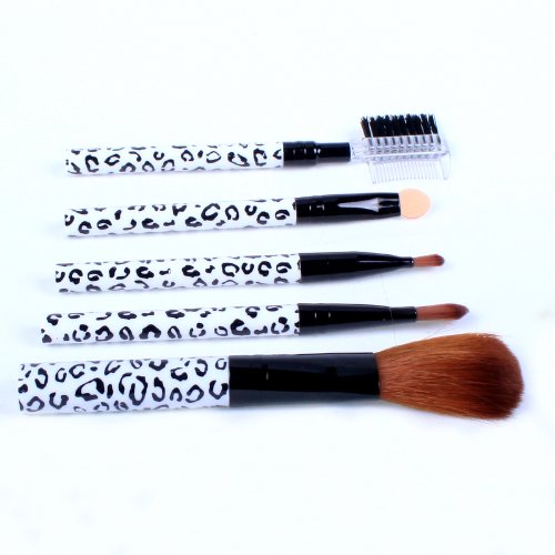 Ostart 5 Pcs Cosmetic Makeup Tool Brush Kit Travel Set - White