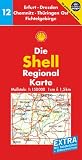 Shell Regionalkarte Deutschland 12 / Erfurt, Dresden, Chemnitz, Th�ringen Ost, Fichtelgebirge 1 : 150 000: Mit Ortsverzeichnis und St�dtef�hrer - 