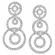 14K White Gold Fashion Circle Diamond Dangling Earrings
