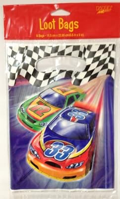 Race Car Racing Theme Party Favor Goodie Loot Supplies Bags with Handle, 8 Count, 6.5"x9"