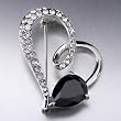Vintage Heart Black Swarovski Crystal Brooch
