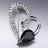 Vintage Heart Black Swarovski Crystal Brooch