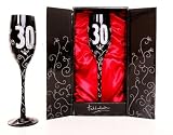 BLACK CHAMPAGNE GLASS - AGE 30 30th Birthday Party Gift