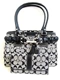 COACH HAMPTON SIGNATURE CARRYALL HANDBAG PURSE/WALLET #13065 - Black/White