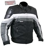 Xelement Armored Black and Grey Cordura Jacket with Leather Trim - Medium