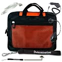 Kroo Orange Seal Case For Kindle DX + USB Data Cable + Black Car Charger + Black E-Reader Light + Determination Strap (Combo)