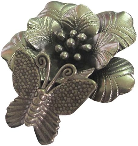 "ThaiSilverJewely" WEIGHT APPROX. 17.60 GRAMS BEAUTIFUL FLOWER &amp; SMALL BUTTERFLY FLOWER SIZE 40x40 MM. REALLY BEAUTIFUL &amp; NICE FLOWER PENDANT WITH RING FOR SMALL BUTTERFLY (KAREAN PENDANT BOX 5-3)