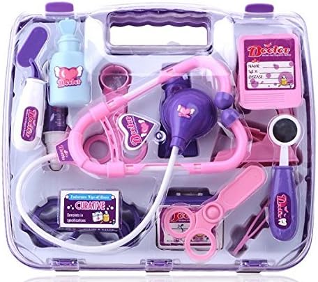 GreamBaby Deluxe Puzzle Simulation Medicine Box Doctor Toys Set Kids Pretend Play Doctor Set Doctor Nurse Medical Kit Playset for Kids Child Care Box Doctor Tools Toys (purple)