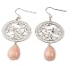 Sterling Silver Earrings Unique Designer Mother of Pearl Pink CZ Dangle By Bucasi